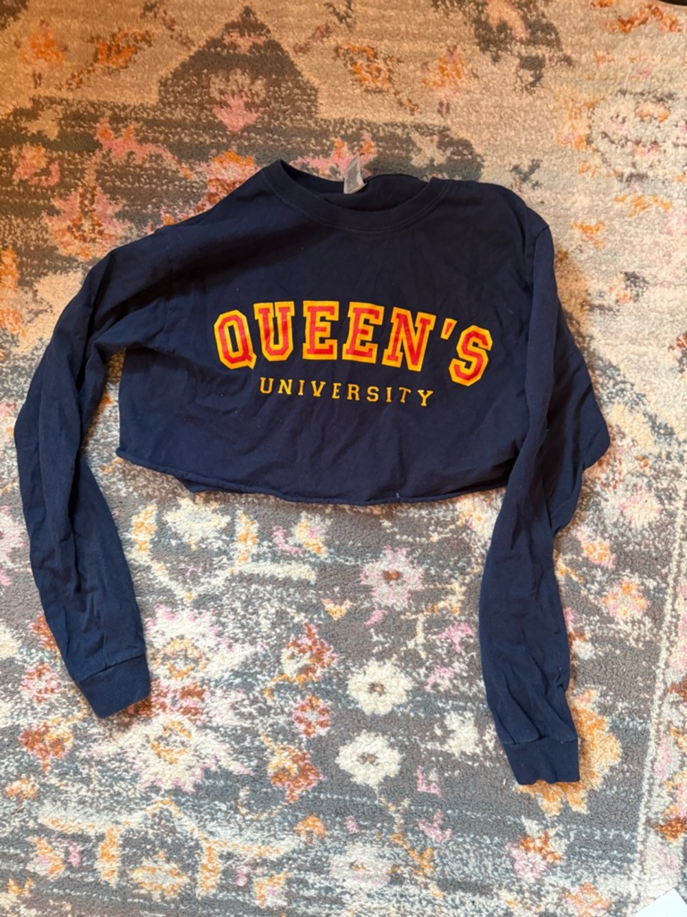 Queens Navy Cropped Longsleeve